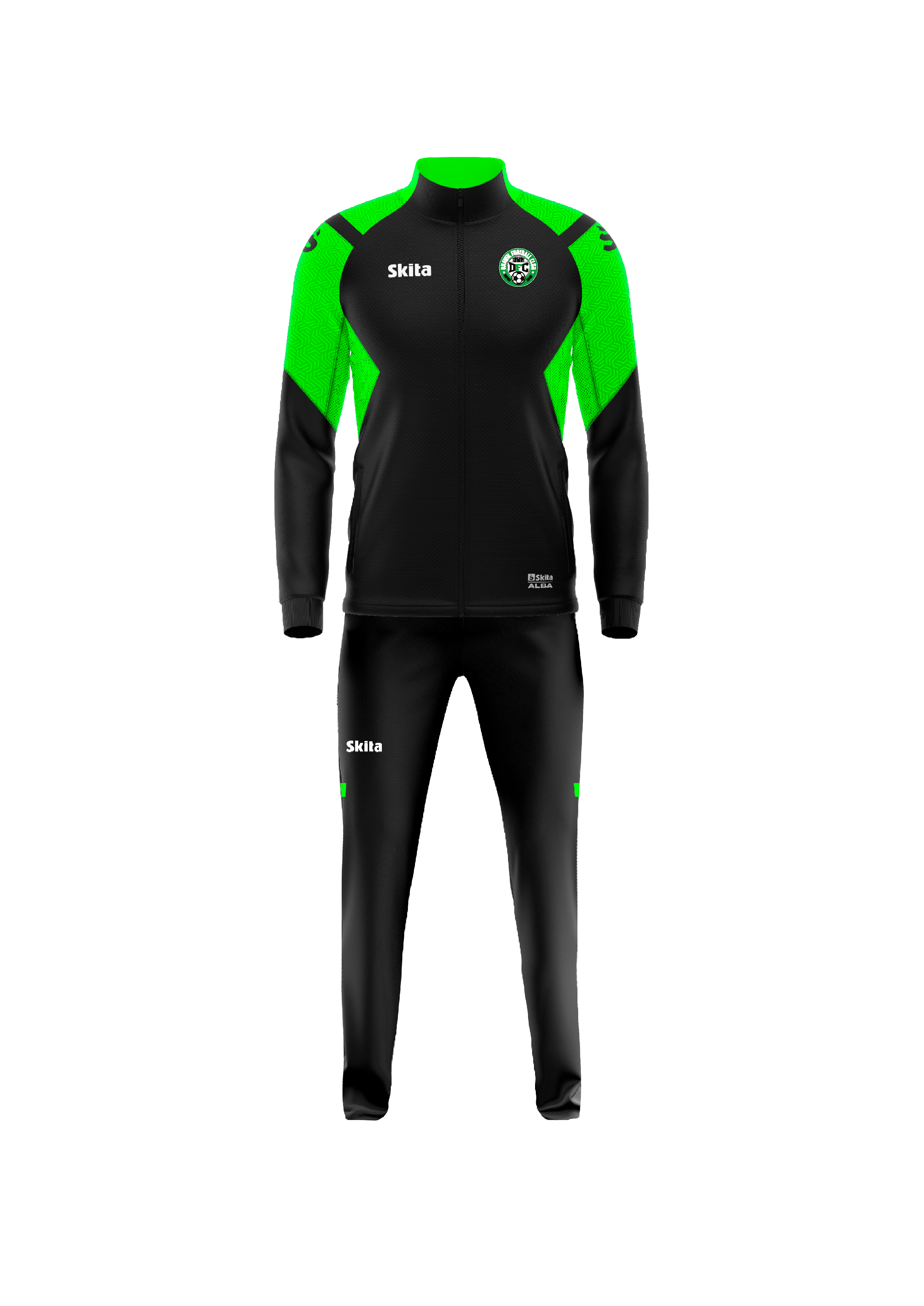 Survêtement ALBA  noir/vert fluo (FC DRAVEIL)