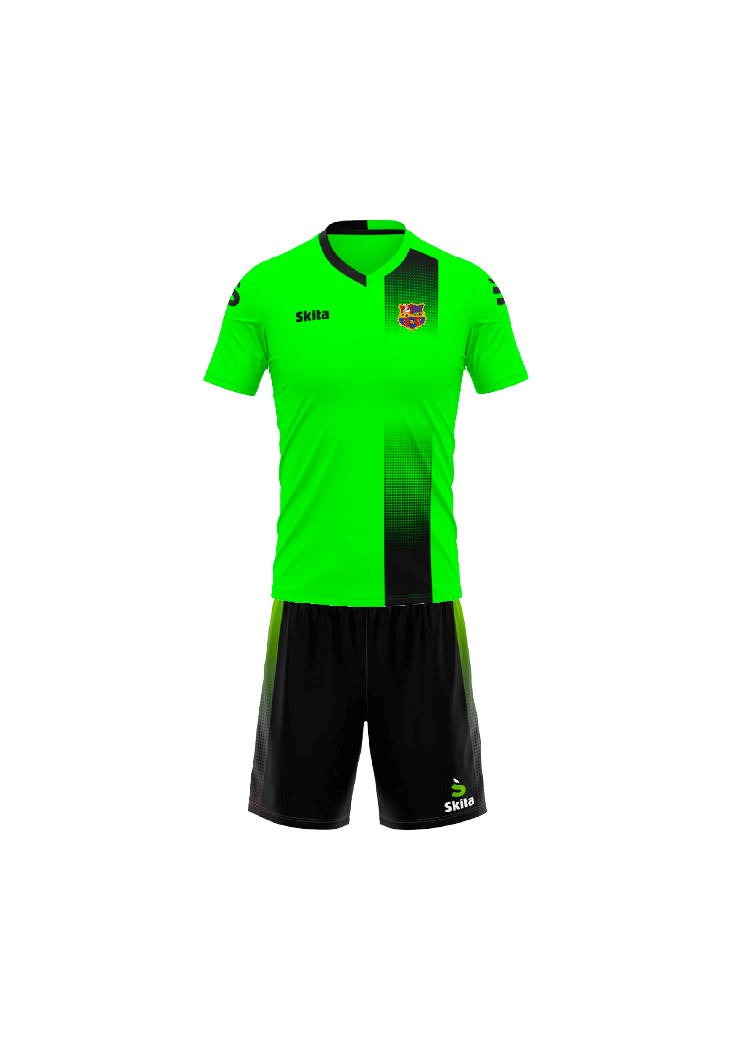 Maillot Short TAVIRA vert fluo/noir (CO VICENNES)